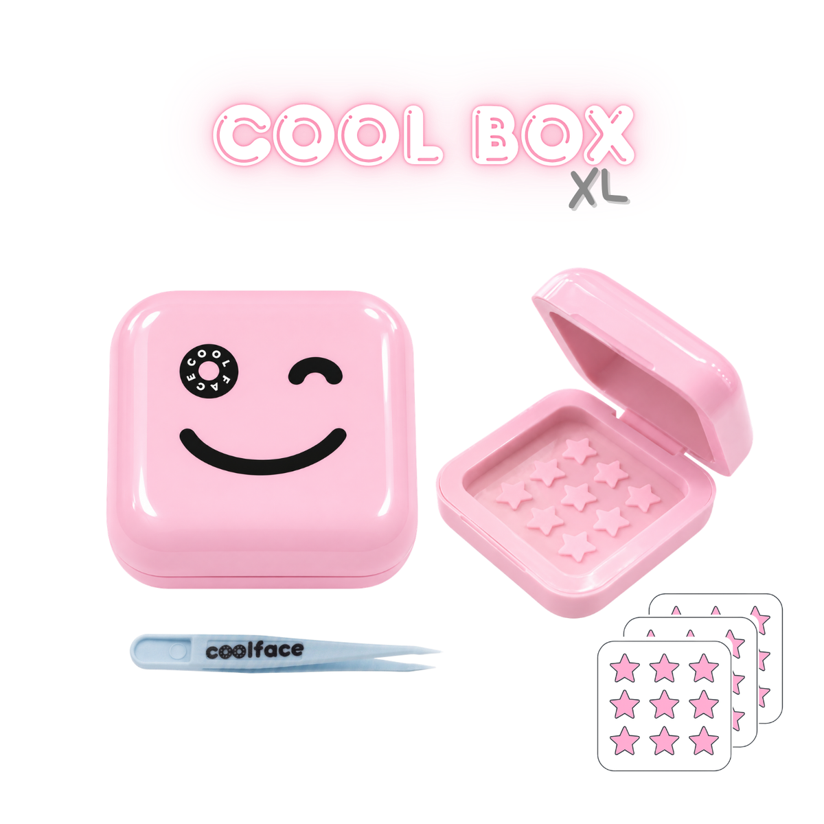 COOL BOX XL ROSA + 27 parches estrella rosa + pinza