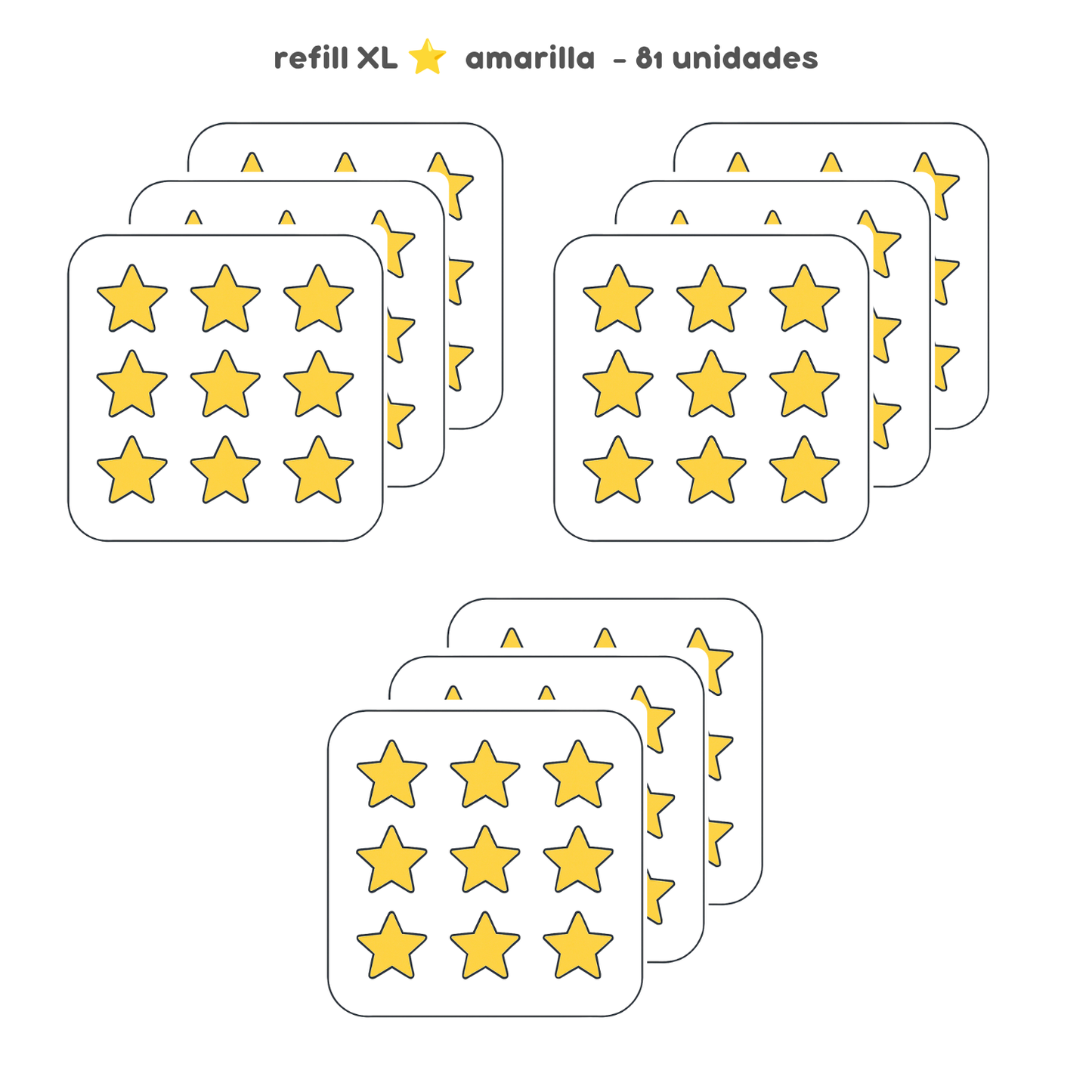 3 PACKS - Refill XL estrella Amarilla - 82 unidades