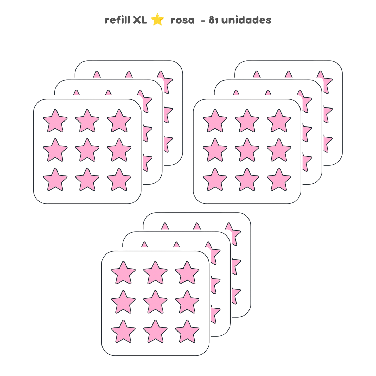 3 PACKS - Refill XL estrella rosa - 82 unidades