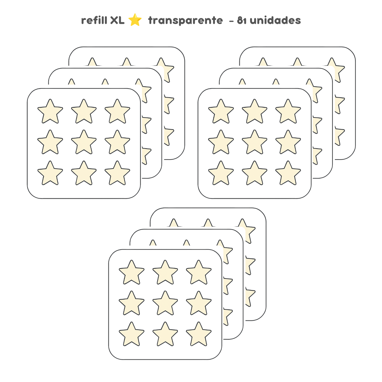 3 PACKS - Refill XL estrella transparente - 82 unidades