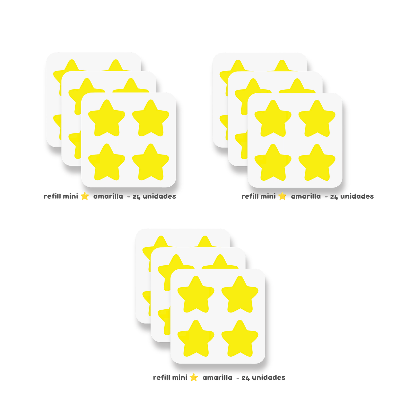 3 PACKS - Refill Mini estrella amarilla - 72 unidades