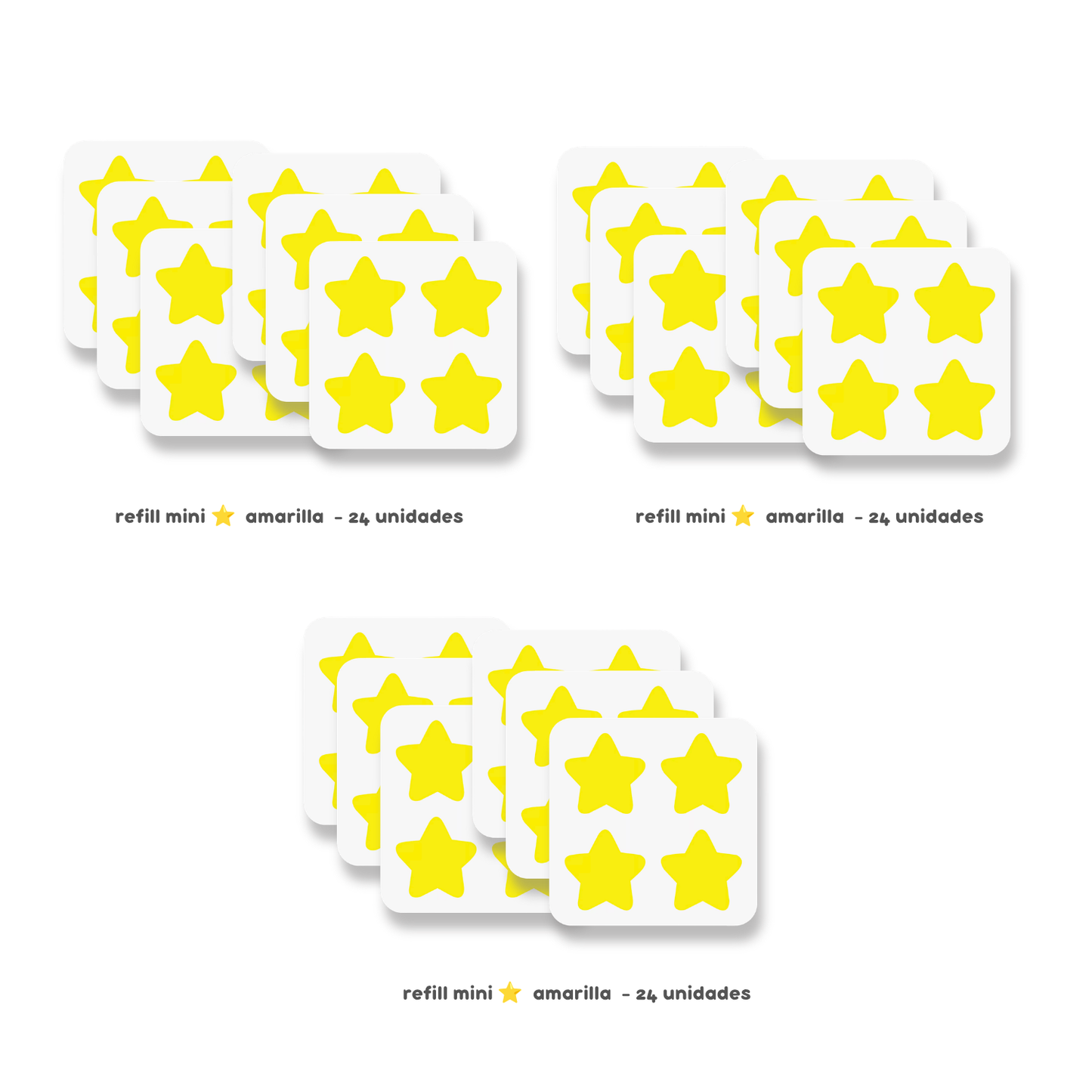 3 PACKS - Refill Mini estrella amarilla - 72 unidades