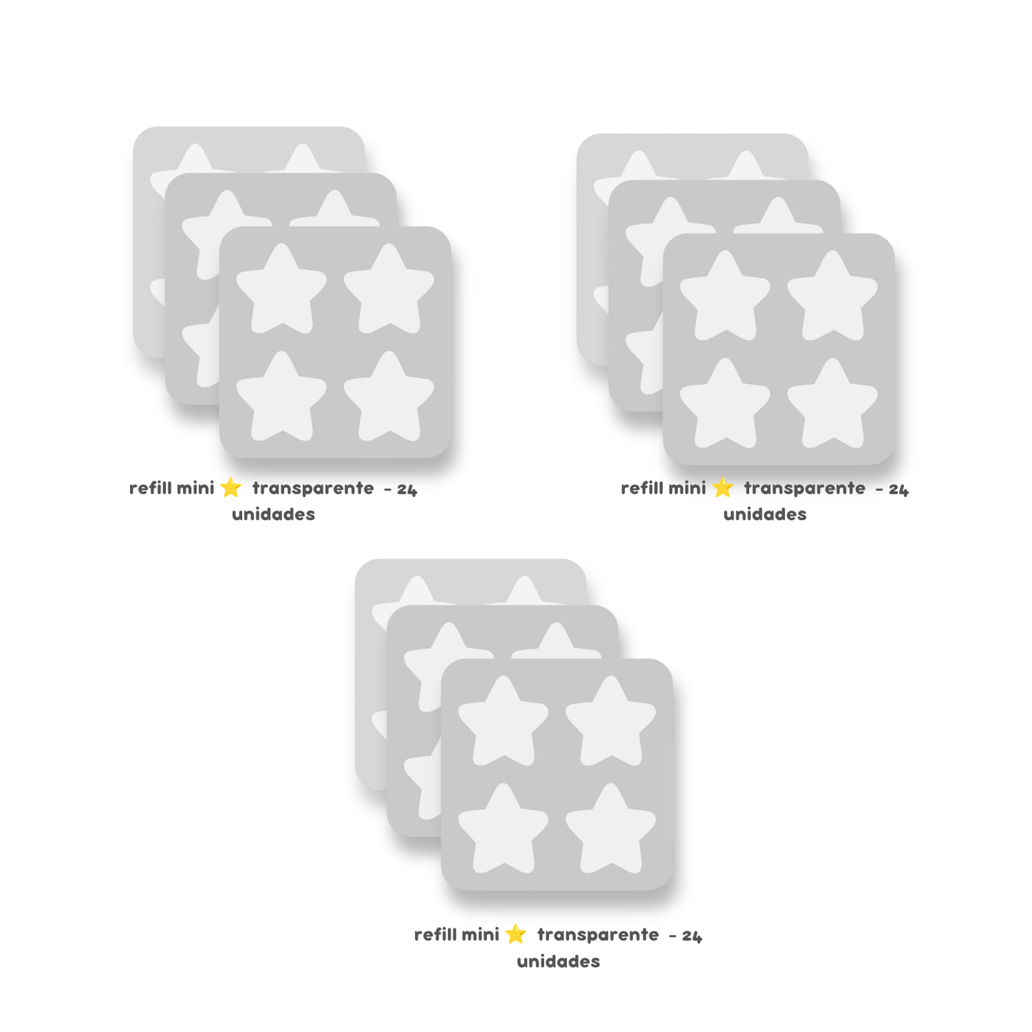 3 PACKS - Refill Mini estrella transparente - 72 unidades