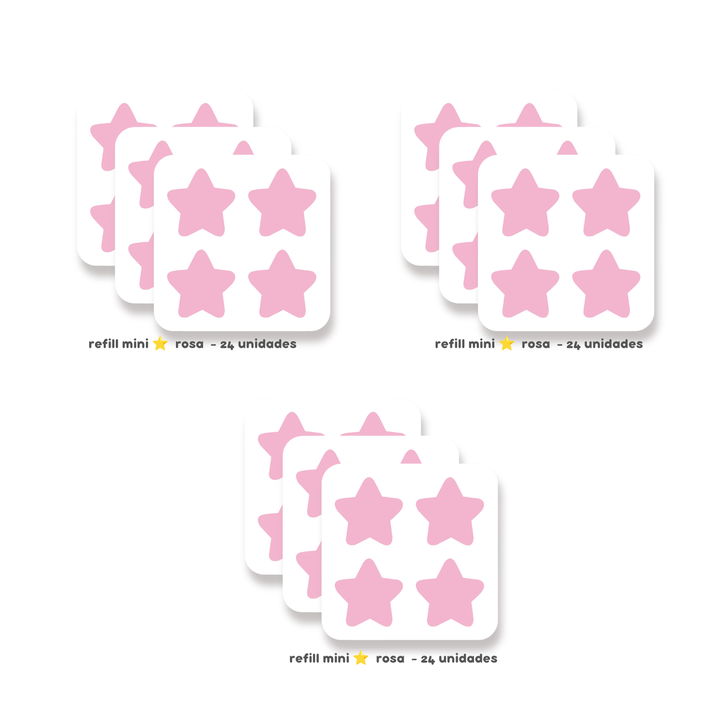 3 PACKS - Refill Mini estrella rosa - 72 unidades