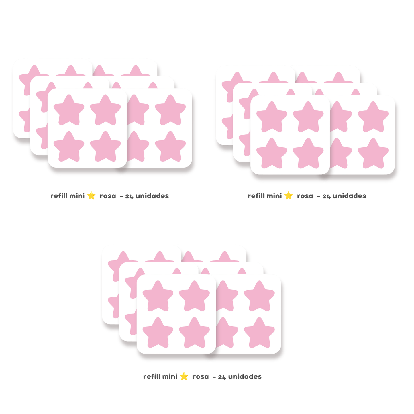 3 PACKS - Refill Mini estrella rosa - 72 unidades