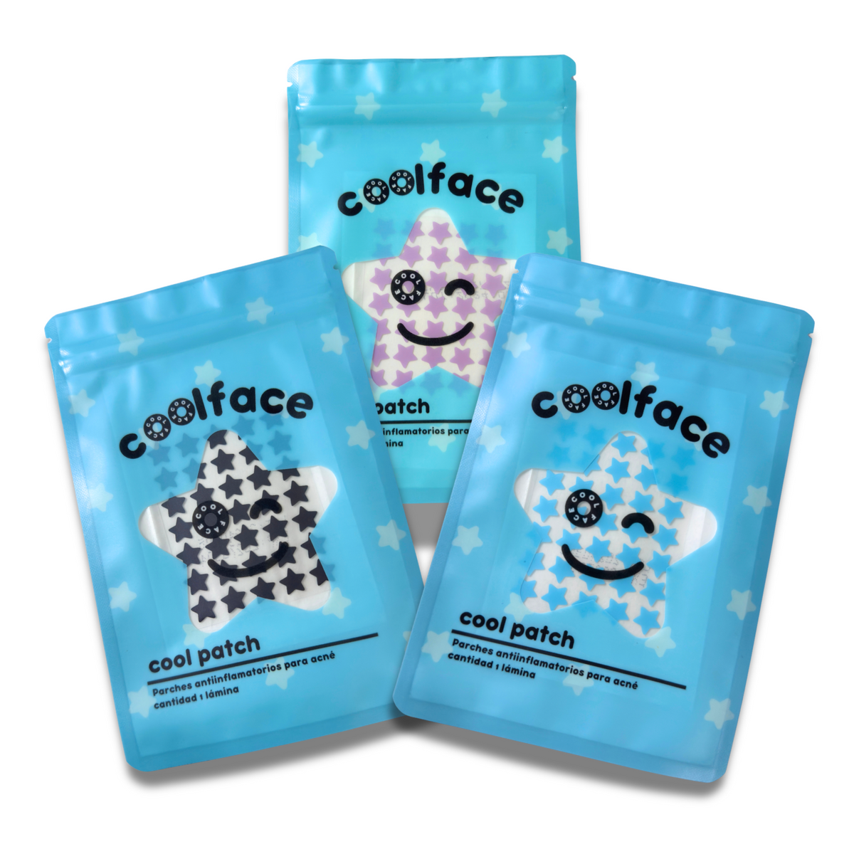 3 PACKS - Estrellas Celestes, Negras y Moradas - 106 unidades