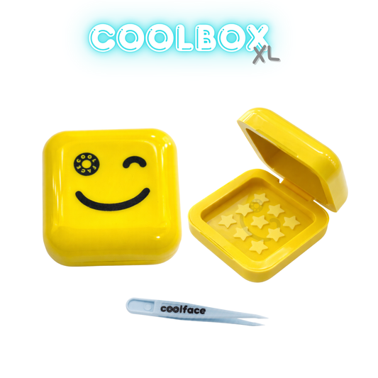 COOLBOX XL AMARILLO  + 27 parches estrella amarilla + pinza