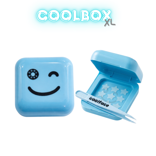 COOLBOX XL CELESTE  + 27 parches estrella transparente + pinza