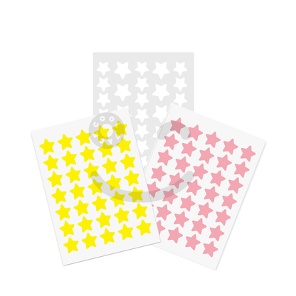 3 PACKS - Estrellas transparentes, amarillas y rosa - 106 unidades