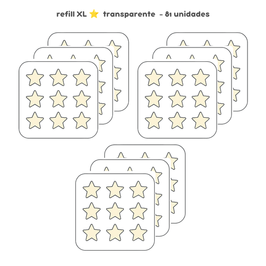 3 PACKS - Refill XL estrella transparente - 82 unidades