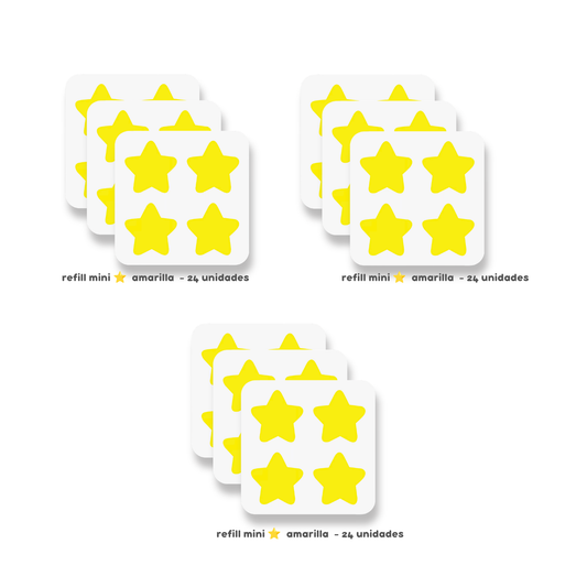 3 PACKS - Refill Mini estrella amarilla - 72 unidades
