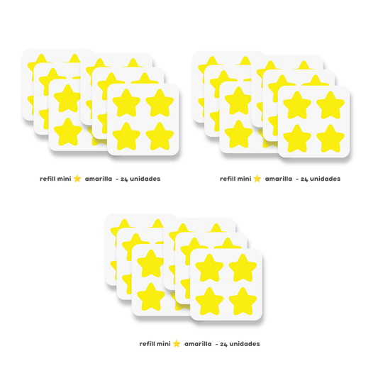 3 PACKS - Refill Mini estrella amarilla - 72 unidades