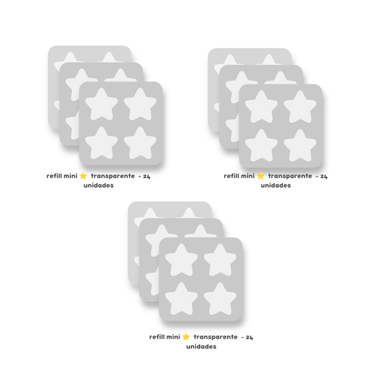 3 PACKS - Refill Mini estrella transparente - 72 unidades