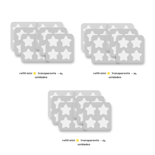 3 PACKS - Refill Mini estrella transparente - 72 unidades