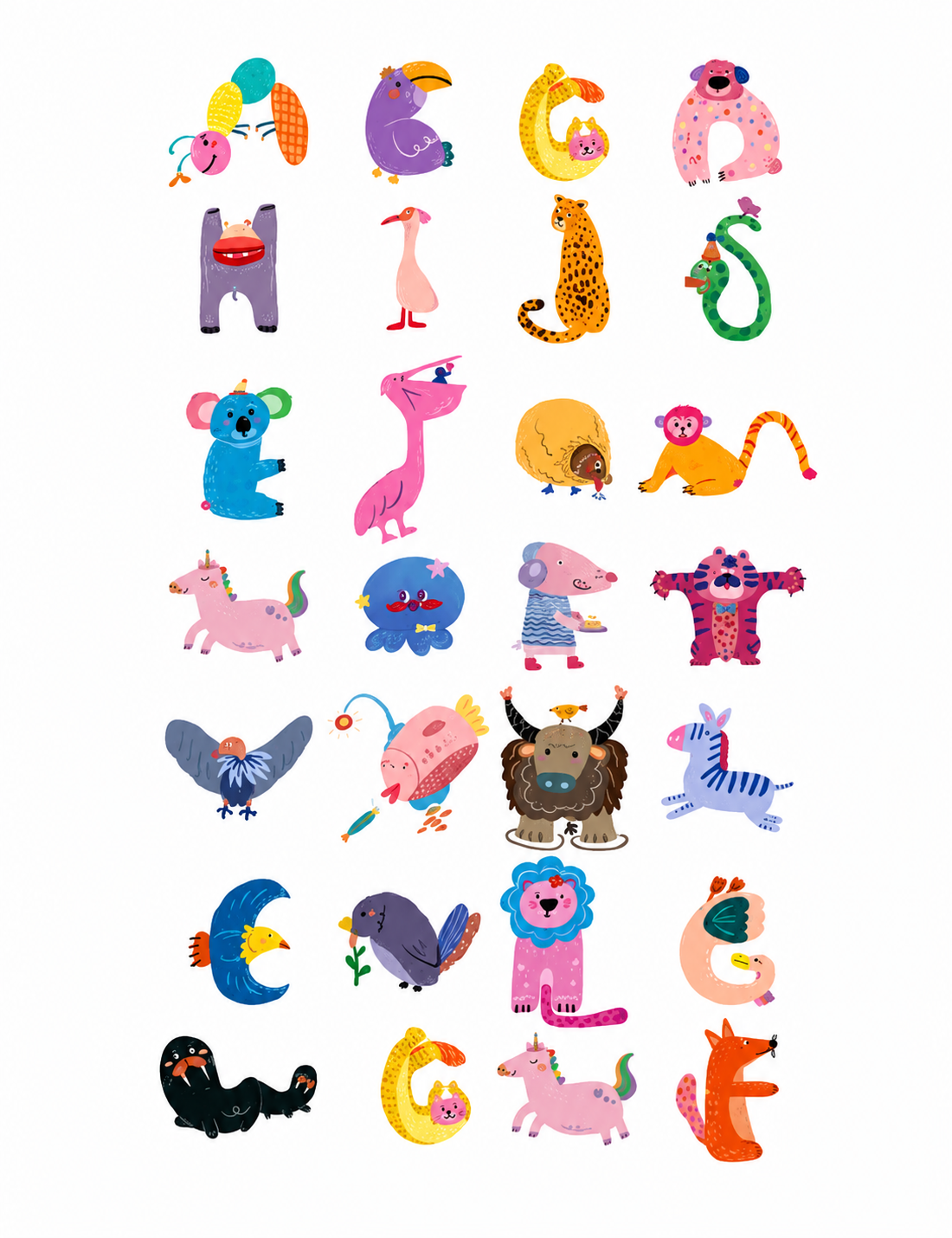Abecedario animales -  28 unidades
